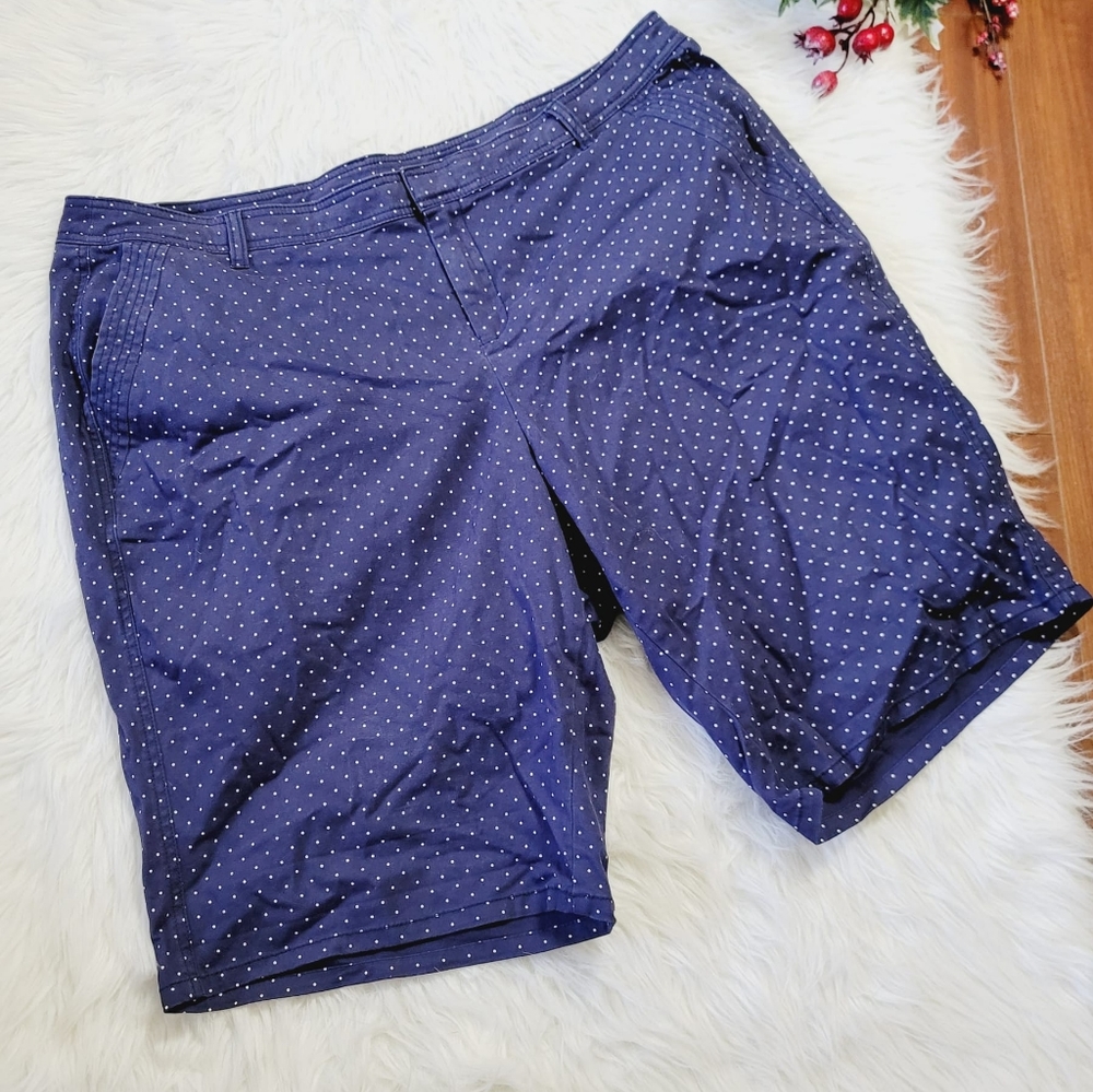 Lane Bryant Navy and White Polka Dot Bermuda Shorts